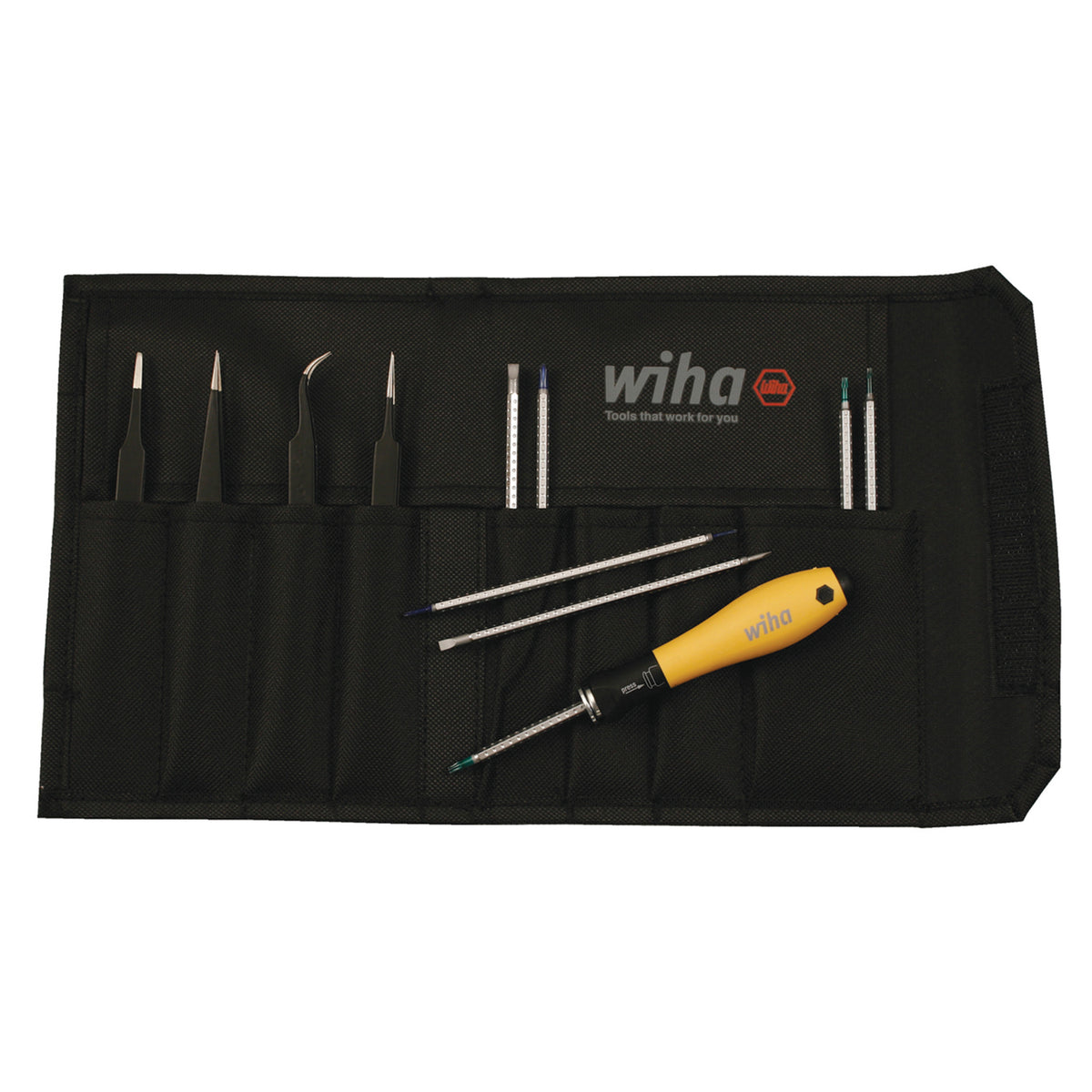 Wiha 26970 12 Piece ESD Safe Drive-loc 4 and Tweezers Set