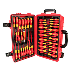 80 Piece Master Electrician's Insulated Tools Set In Rolling Hard Case