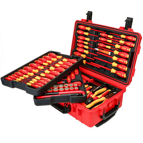 80 Piece Master Electrician's Insulated Tools Set In Rolling Hard Case